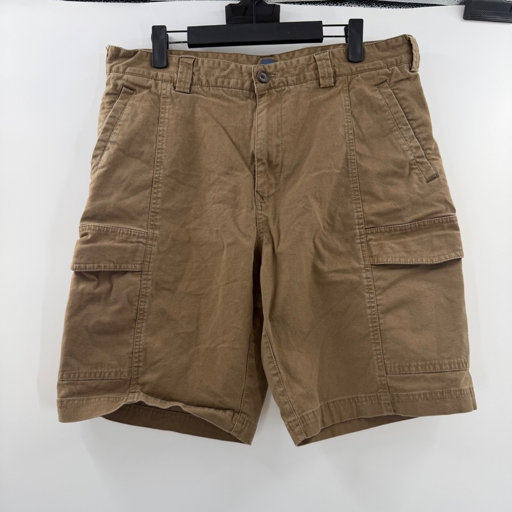 Tommy Bahama Mens Brown Cargo Shorts Size 34 Cotton Tencel Stretch Marlin Lining